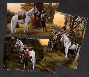 German trumpeter white horse lot of 3 postcards c.1916