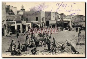 Old Postcard Bizerte La Place Du Marche