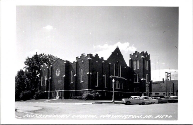 Real Photo Postcard Presbyterian Church in Washington, Iowa