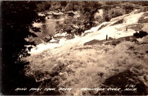 RPPC Bond Falls From Above Ontonagon River MI Vintage Postcard M47