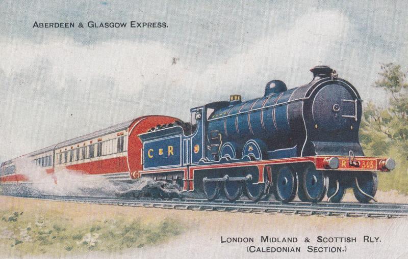 LMS Aberdeen & Glasgow Express Caledonian Section Train Postcard