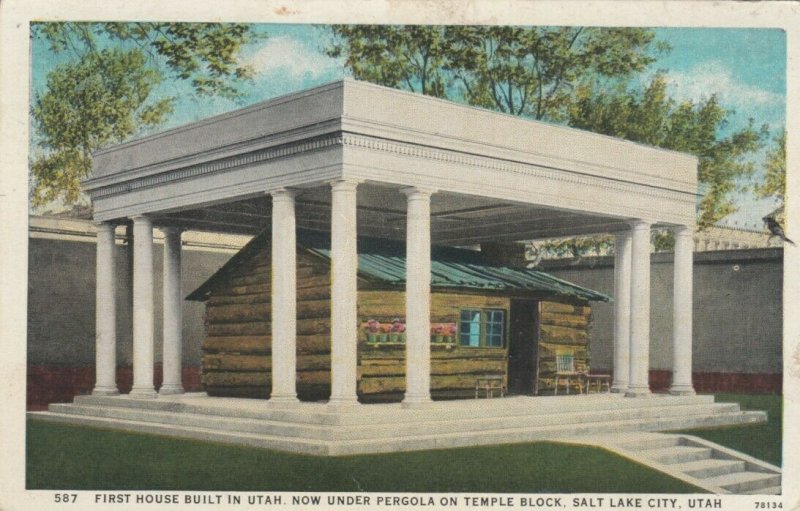 SALT LAKE CITY, UT, 1930; First House Built in Salt Lake City, Now Under Pergola