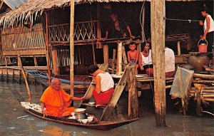 Thai People offer food to Buddhist in morning Thailand Unused 