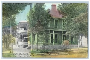 1913 Exterior View Hotel Diamond Building Thompsonville Michigan Posted Postcard