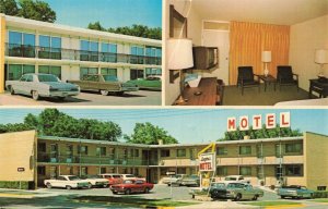 C.1960's Old Cars Langdon's Uptown Motel Rochester, Minnesota Postcard 2T5-250