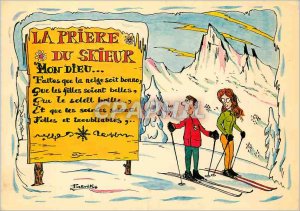 Postcard Modern Image of At Home in Winter The Prayer of Skier