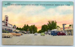 MADEIRA BEACH, Florida FL ~ GULF BOULEVARD Street Scene 1950s Linen Postcard