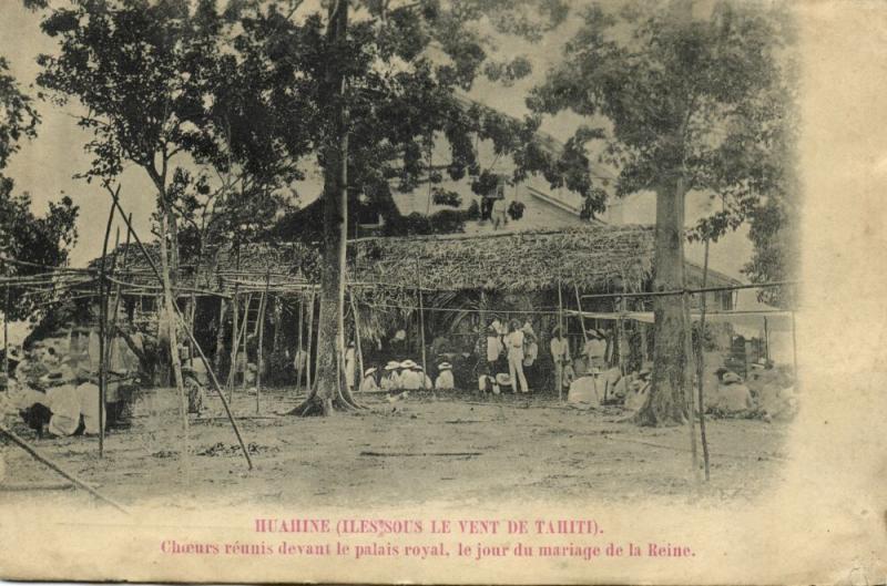 french polynesia, Society Islands, HUAHINE, Choirs gathered in front of Palace