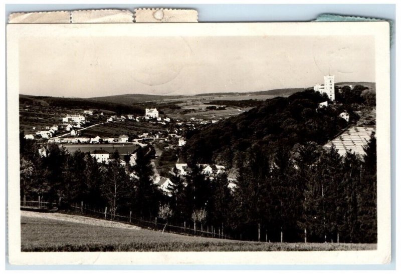 1951 Birds Eye View Town Bojkovice Czech Republic RPPC Photo Posted Postcard