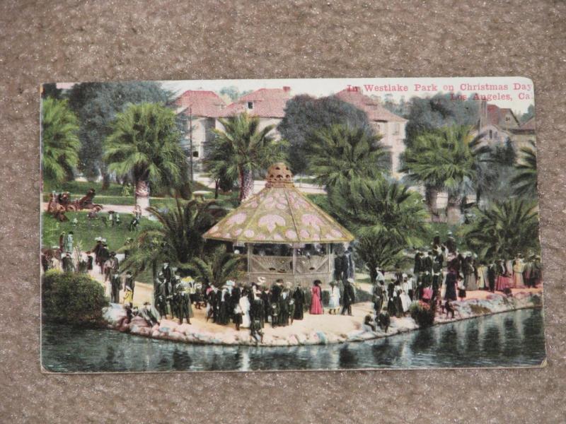 In Westlake Park on Christmas Day, Los Angeles, Cali., unused, Early 1900`s