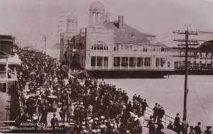 New Jersey Atlantic City Boardwalk At Steel Pier 1911 Real Photo