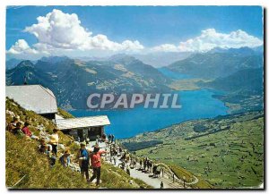 Postcard Modern Niesenbahn Niesenkulm Blick auf Station Thuner und Brienzerse...