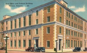 Vintage Postcard Post Office & Federal Building Landmark Tucson Arizona TNA Pub.