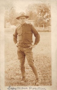 J56/ Interesting RPPC Postcard U.S. Army Soldier c1910-20 Lazy Man 136