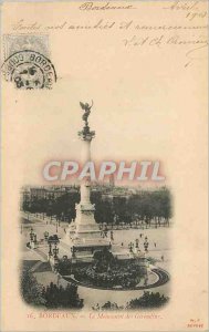 Postcard Old Bordeaux Girondins Monument (map 1900)