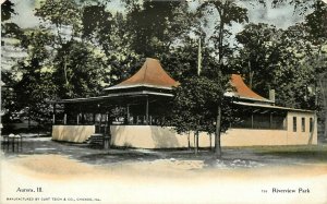c1908 Postcard; Pavilion at Riverview Park, Aurora IL DuPage County  Posted