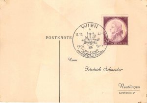 US88 personal letter blank Germany Austria Wien 1941 W Amadeus Mozart stationary