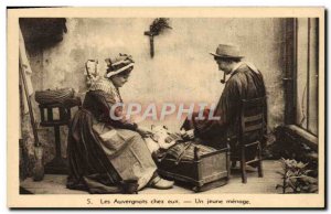 Old Postcard The Auvergne At Them Young Menage A Folklore