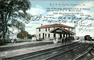 Thomaston Maine Central RR Depot Billings Chapin Ad c1900-20s Vintage Postcard