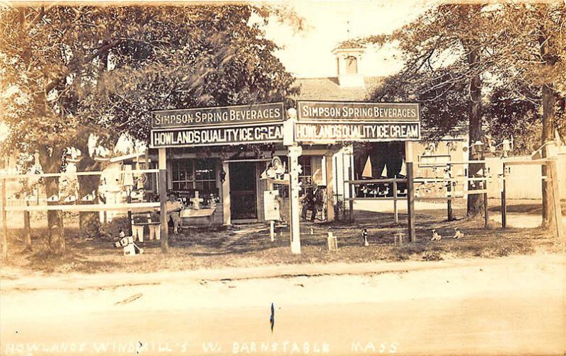 West Barnstable MA Howlands Quality Ice Cream and Windmills RPPC Postcard