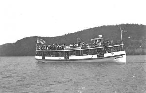 Cooperstown NY Otsego Lake Ship Mohecan Baseball Today Sign RPPC Postcard