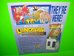 Purple Star DINOSAUR PARK Arcade Game NOS Sales Flyer Pinball Machine Redemption