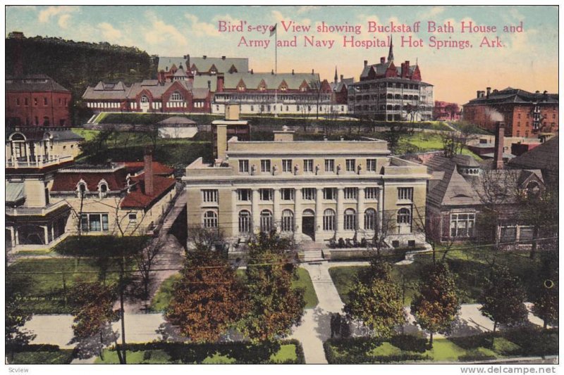 Birdseye View, Buckstaff Bath House, Army and Navy Hospital, Hot Springs, Ark...