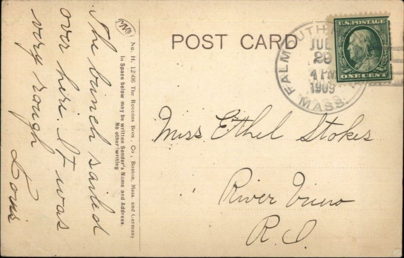 Falmouth Heights Cape Cod MA Water Sports Crowd c1910 Postcard