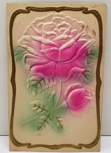 Pink Rose Heavily Embossed Airbrushed to Shirleysburg Pennsylvania Postcard D8