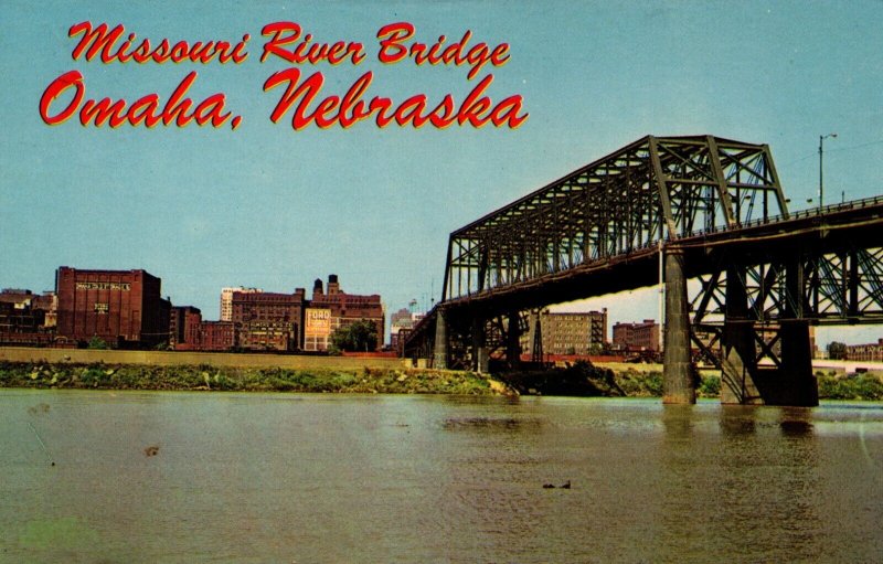 USA Missouri River Bridge Omaha Nebraska Chrome Postcard 09.84