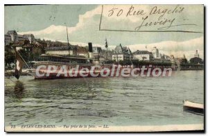 Old Postcard Evian Les Bains Vue Prize De La Jetee boat Geneve