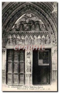 Old Postcard Chaumont Church of St John the Baptist door Lateale and eardrum