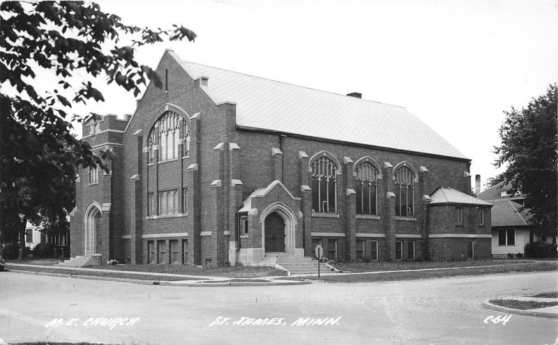 St James Minnesota~Methodist Episcopal Church~1940s Real Photo Postcard