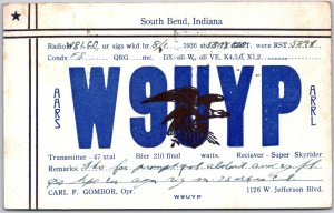 1936 QSL Radio Card Code W9UYP South Bend IN Amateur Station Posted Postcard