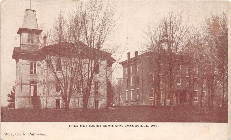 D82/ Evansville Wisconsin Wi Postcard 1908 Free Methodist Seminary