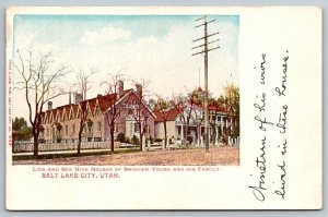 Vintage Utah Postcard -  Lion And Bee Hive Houses Brigham Young  Salt Lake City