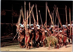 Postcard Venezuela Amazonas Yanoama Indians; war dance at Pijiguao festival