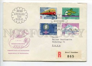 421023 Switzerland 1962 year FDC malaria rowing TRAIN registered Bern