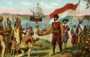 NY - Manhattan Island. Henry Hudson Taking Possession