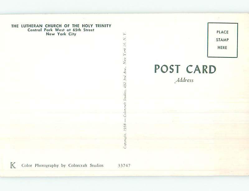 Unused Pre-1980 LUTHERAN CHURCH SCENE New York City NY L4151