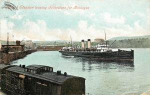 Vintage Postcard Turbine Steamer Leaving Folkestone Kent England for Boulogne