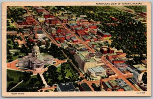 Topeka Kansas 1952 Postcard Aeroplane Aerial View