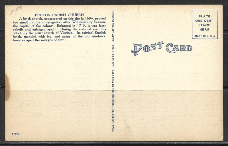 Virginia, Williamsburg - Bruton Parish Church - [VA-270]