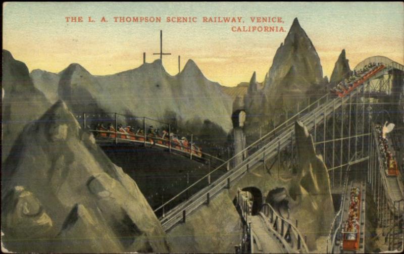 Venice CA LA Thompson Scenic Railway Roller Coasterc1910 Postcard