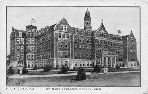 St Mary's College Monroe Michigan 1905c postcard