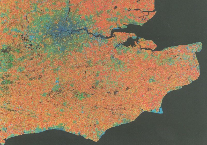 South East England From Space Map Aerial Astronomy Postcard