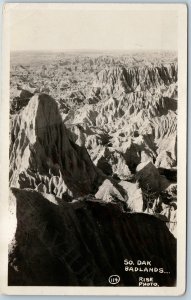 1928 Badlands, So Dak Birds Eye RPPC Rise #114 Real Photo Rock Formation SD A199