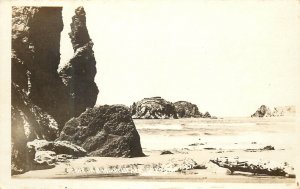 RPPC Postcard Scene On Bandon Beach Oregon A90