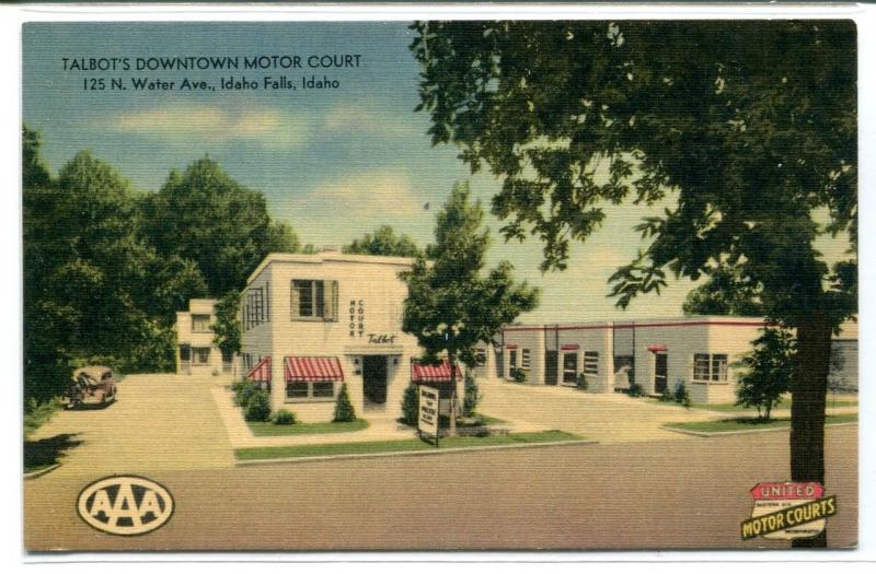 Talbot Down Town Motor Court Motel Idaho Falls ID linen postcard