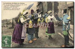 Old Postcard Cliff Lantern guy Falaise Folklore Costume
